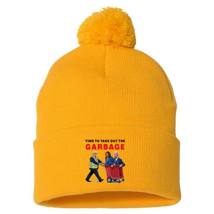 Garbage For Trump 2024 Time To Take Out The Garbage Pom Pom 12in Knit Beanie