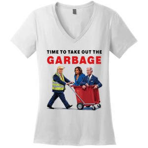 Garbage For Trump 2024 Time To Take Out The Garbage Women's V-Neck T-Shirt