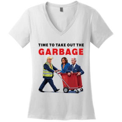 Garbage For Trump 2024 Time To Take Out The Garbage Women's V-Neck T-Shirt