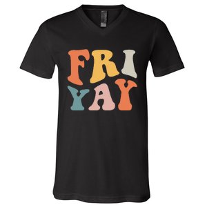 Groovy FriYay! Teachers Weekend Day Of The Week Teachers V-Neck T-Shirt