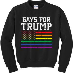 Gays For Trump Usa Flag Pro Reelect Donald 2020 Lgbt Gift Kids Sweatshirt