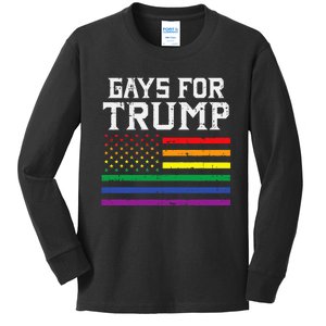 Gays For Trump Usa Flag Pro Reelect Donald 2020 Lgbt Gift Kids Long Sleeve Shirt