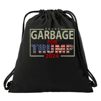 Garbage For Trump 2024 Humorous Political Design Drawstring Bag