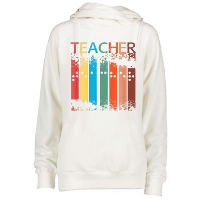 Gifts For Teacher Of The Visually Impaired TVI Braille Womens Funnel Neck Pullover Hood