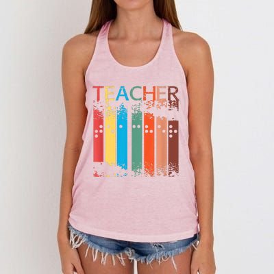 Gifts For Teacher Of The Visually Impaired TVI Braille Women's Knotted Racerback Tank