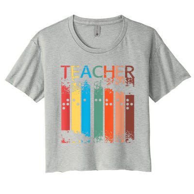 Gifts For Teacher Of The Visually Impaired TVI Braille Women's Crop Top Tee