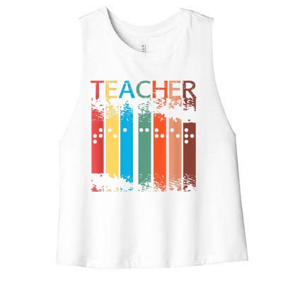 Gifts For Teacher Of The Visually Impaired TVI Braille Women's Racerback Cropped Tank