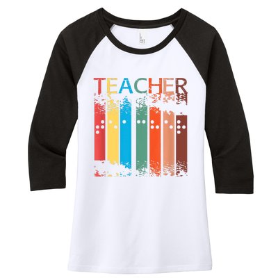 Gifts For Teacher Of The Visually Impaired TVI Braille Women's Tri-Blend 3/4-Sleeve Raglan Shirt