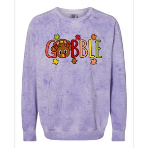 Gobble Funny Turkey Thanksgiving Family Graphic Gift Colorblast Crewneck Sweatshirt