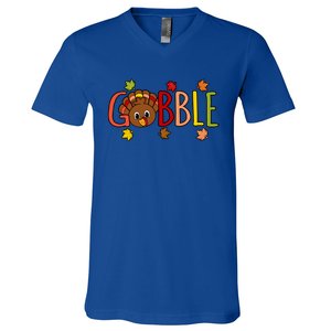 Gobble Funny Turkey Thanksgiving Family Graphic Gift V-Neck T-Shirt