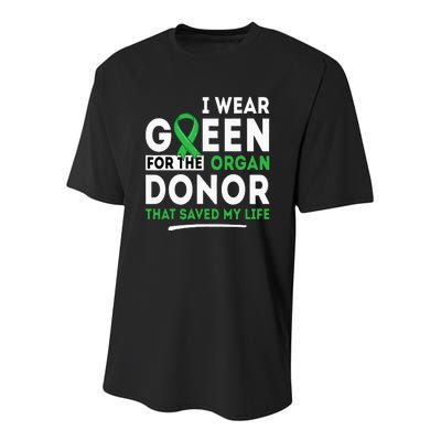 Green For The Organ Donor Transplant Kidney Liver Surgery Youth Performance Sprint T-Shirt