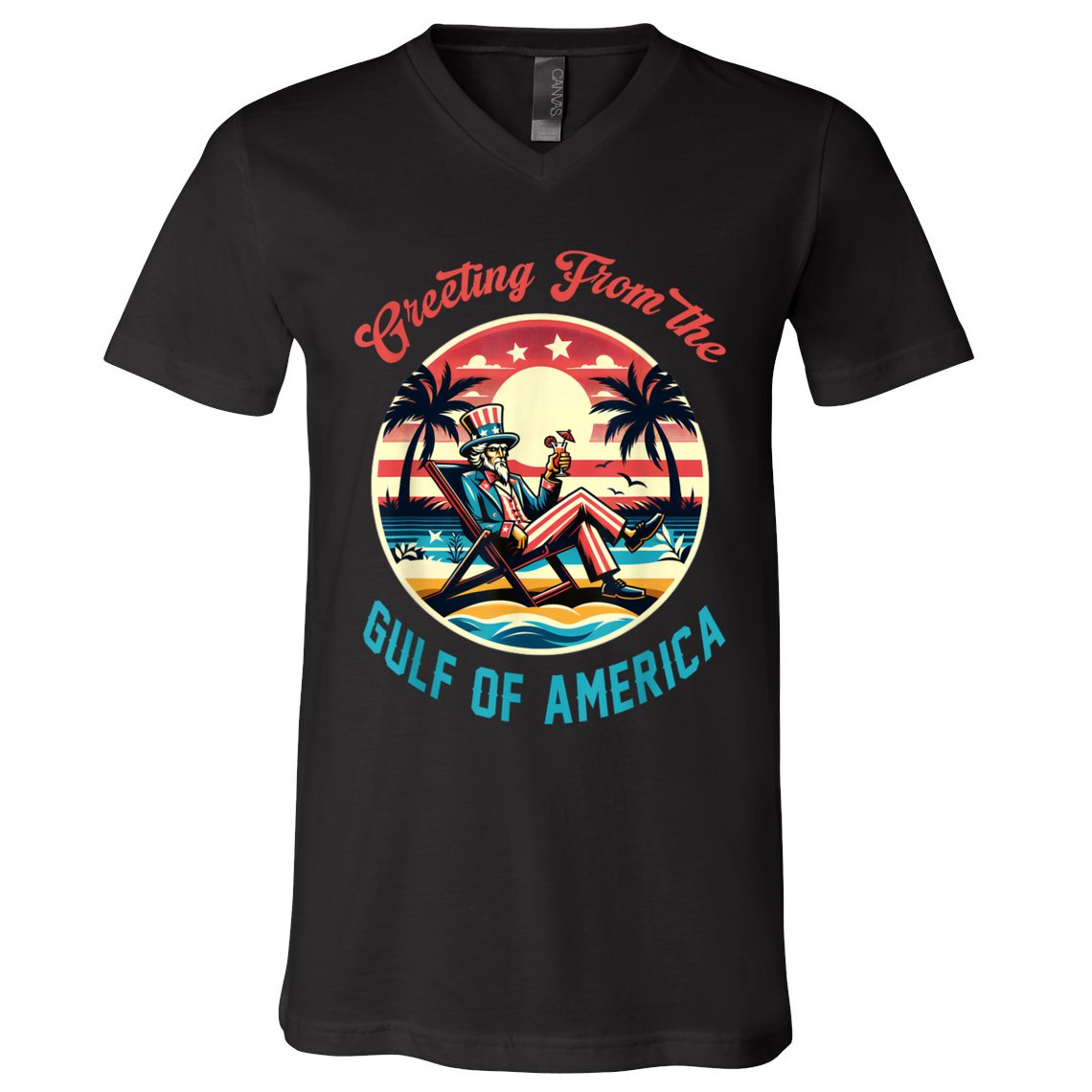 Greeting From The Gulf Of Usa America Trump Patriotic Gulf V-Neck T-Shirt