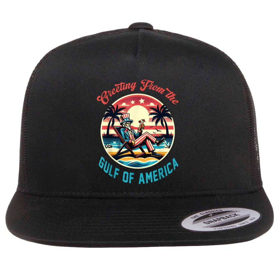 Greeting From The Gulf Of Usa America Trump Patriotic Gulf Flat Bill Trucker Hat