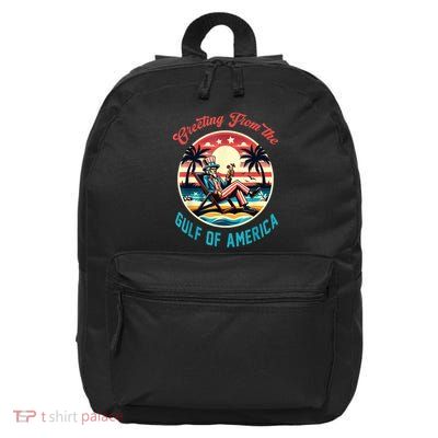 Greeting From The Gulf Of Usa America Trump Patriotic Gulf 16 in Basic Backpack