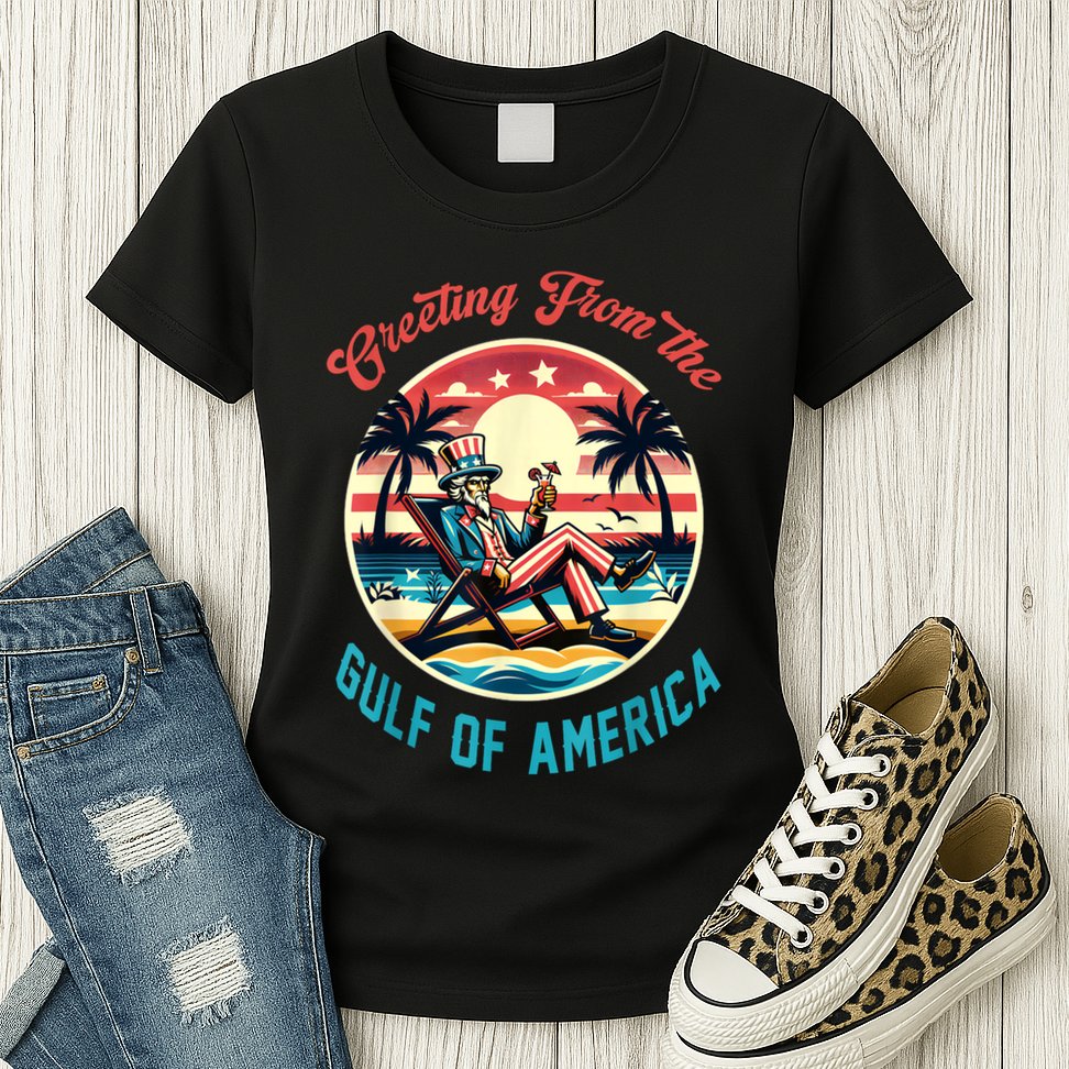 Greeting From The Gulf Of Usa America Trump Patriotic Gulf Womens T-Shirt