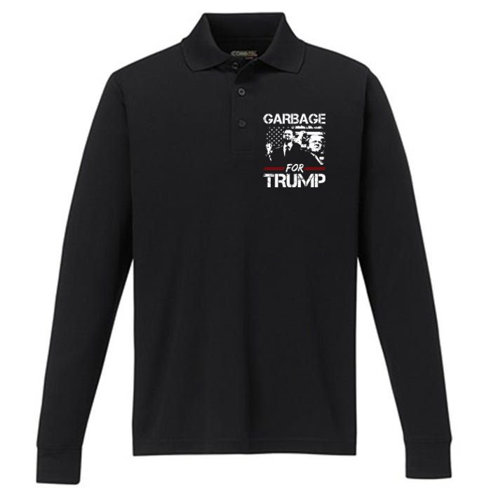 Garbage For Trump Vance Make American Garbage Great Again Performance Long Sleeve Polo