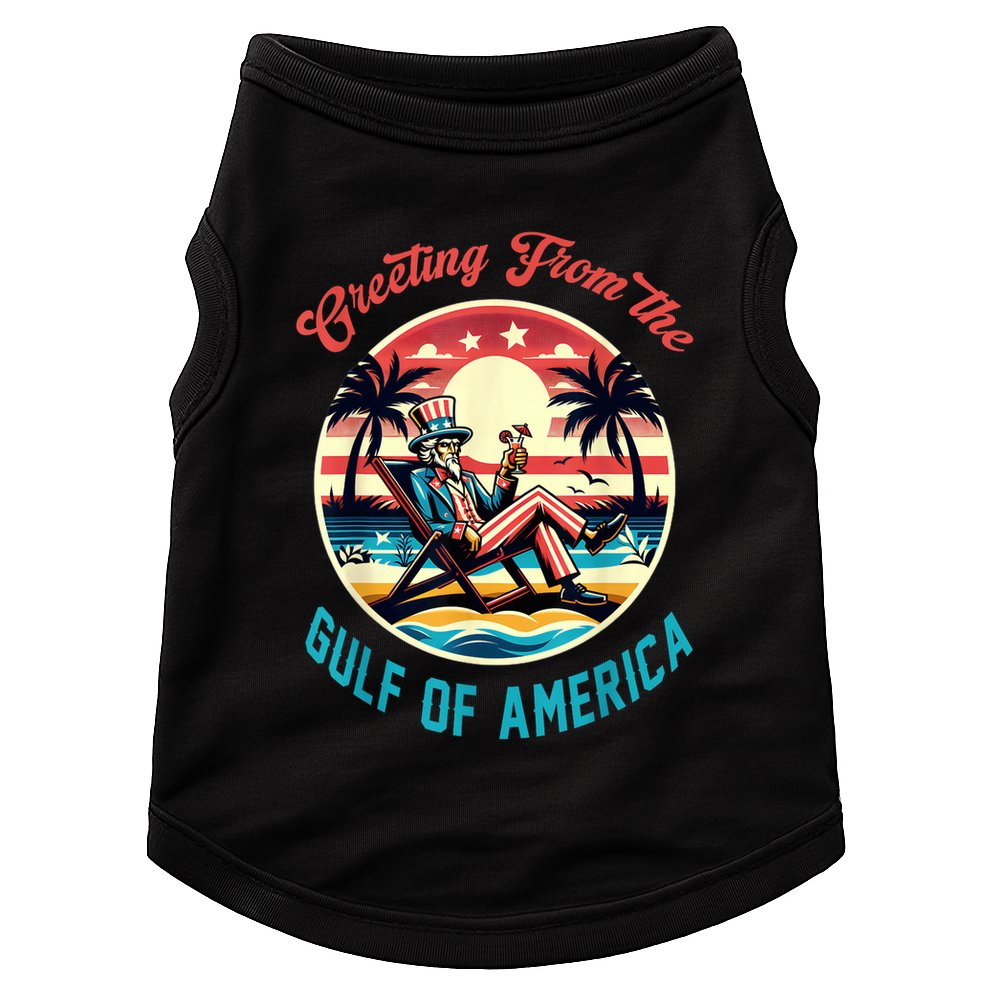 Greeting From The Gulf Of Usa America Trump Patriotic Gulf Doggie Tank