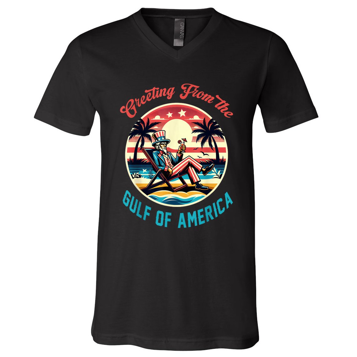 Greeting From The Gulf Of Usa America Trump Patriotic Gulf V-Neck T-Shirt