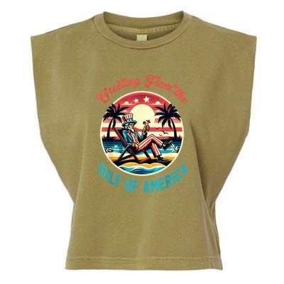 Greeting From The Gulf Of Usa America Trump Patriotic Gulf Garment-Dyed Women's Muscle Tee