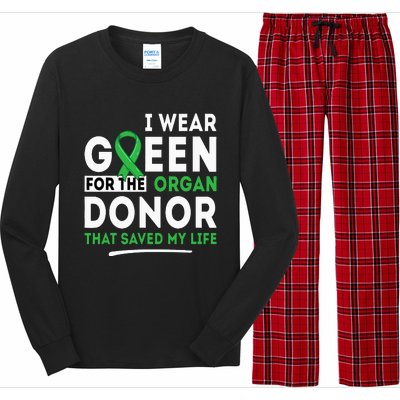 Green For The Organ Donor Transplant Kidney Liver Surgery Long Sleeve Pajama Set