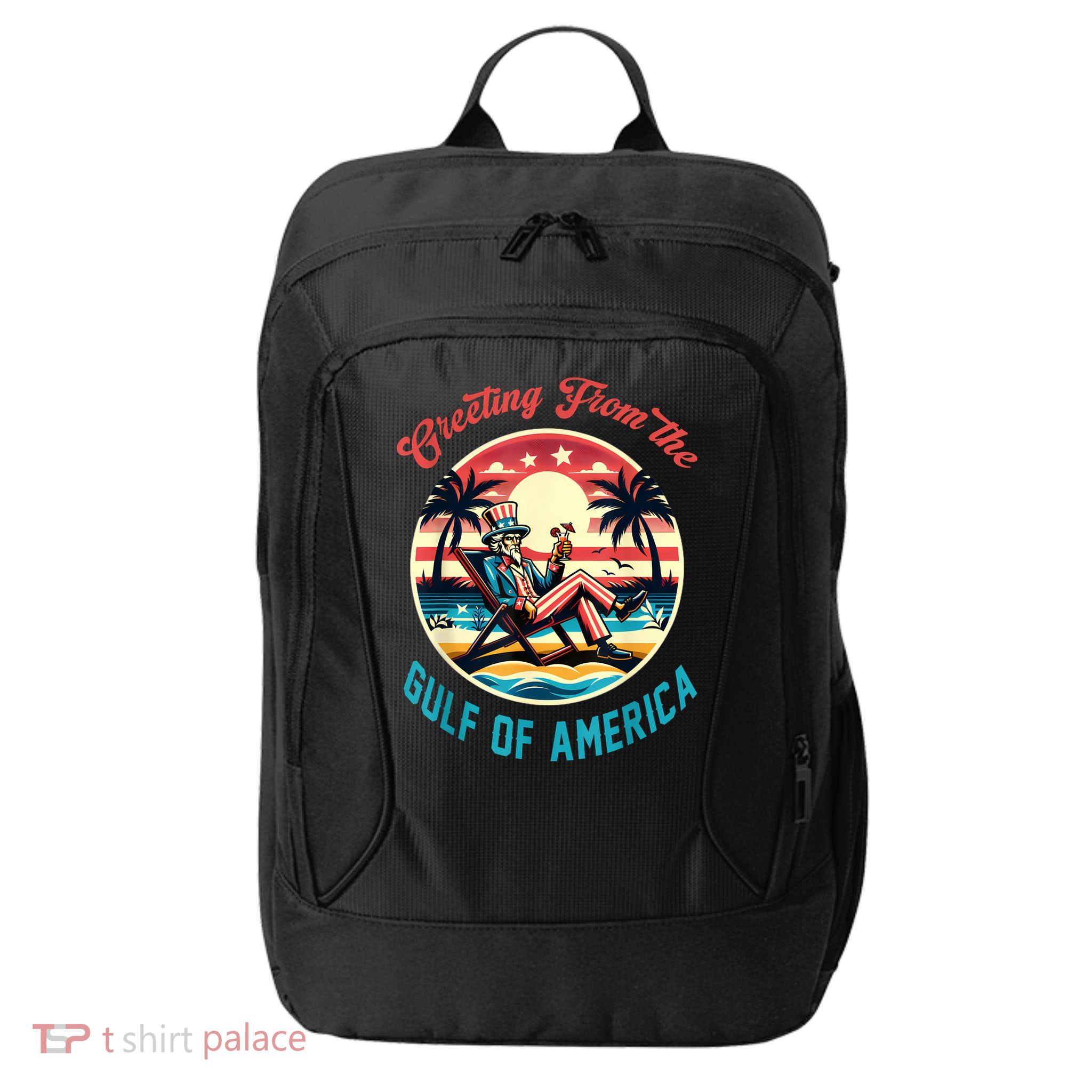 Greeting From The Gulf Of Usa America Trump Patriotic Gulf City Backpack