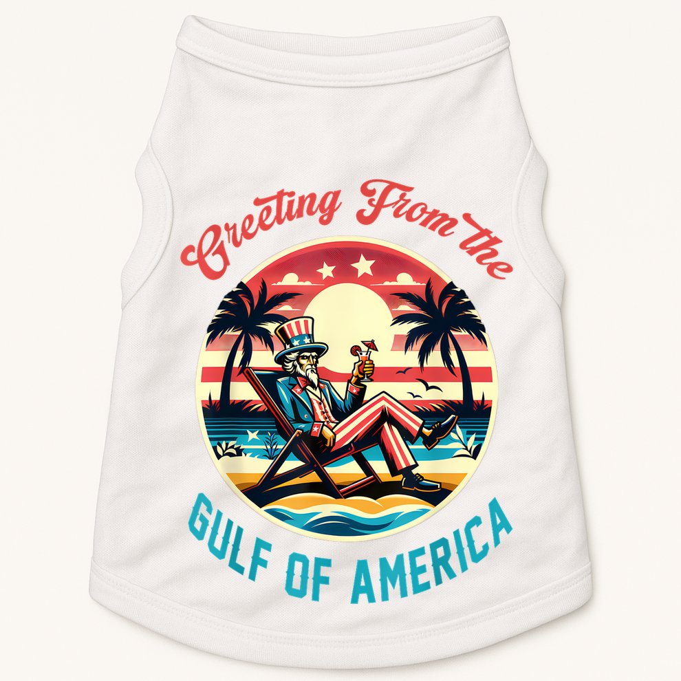 Greeting From The Gulf Of Usa America Trump Patriotic Gulf Doggie Tank