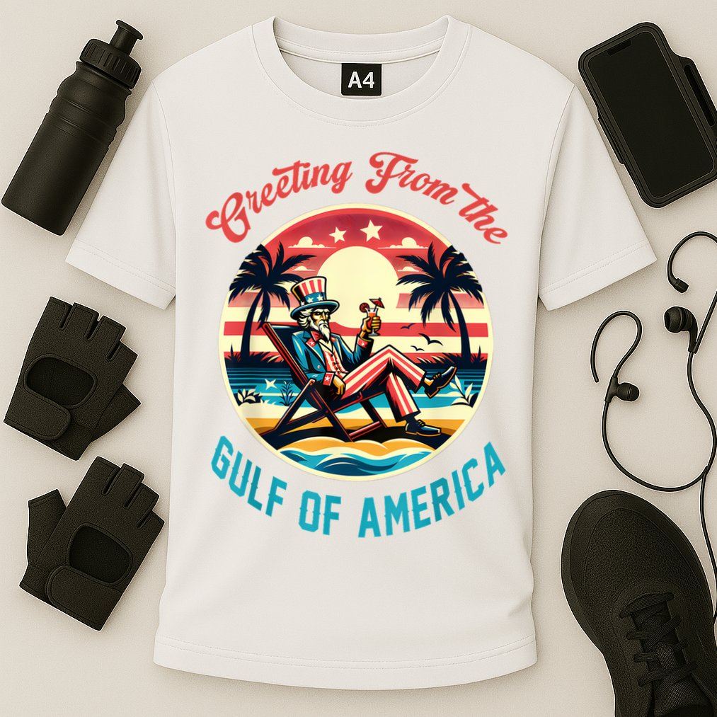 Greeting From The Gulf Of Usa America Trump Patriotic Gulf Cooling Performance Crew T-Shirt