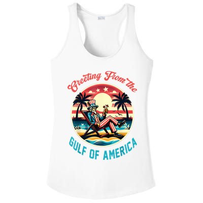 Greeting From The Gulf Of Usa America Trump Patriotic Gulf Ladies PosiCharge Competitor Racerback Tank