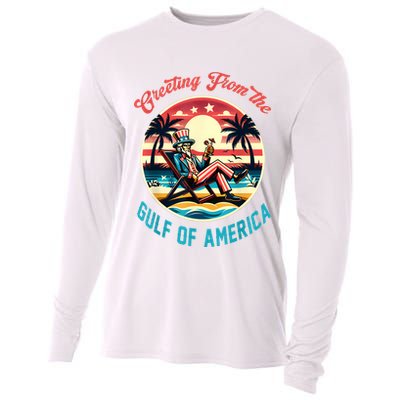Greeting From The Gulf Of Usa America Trump Patriotic Gulf Cooling Performance Long Sleeve Crew