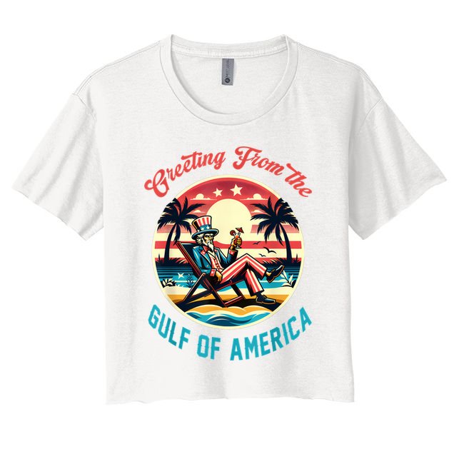 Greeting From The Gulf Of Usa America Trump Patriotic Gulf Crop Top