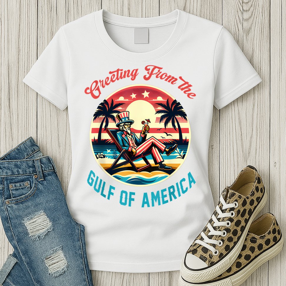 Greeting From The Gulf Of Usa America Trump Patriotic Gulf Womens T-Shirt
