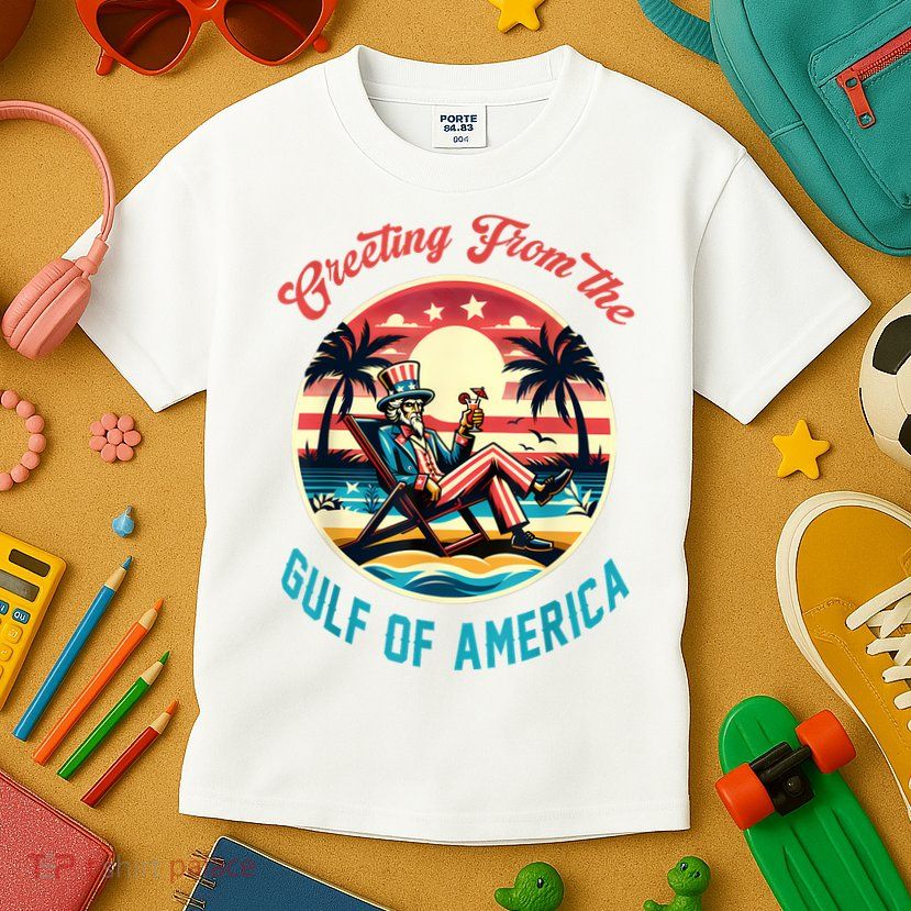 Greeting From The Gulf Of Usa America Trump Patriotic Gulf Kids T-Shirt