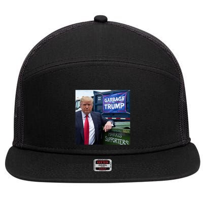Garbage For Trump Funny Political Humor Photo 7 Panel Mesh Trucker Snapback Hat
