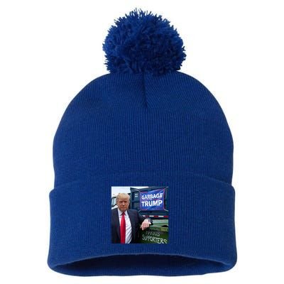 Garbage For Trump Funny Political Humor Photo Pom Pom 12in Knit Beanie