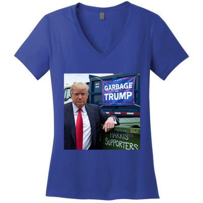 Garbage For Trump Funny Political Humor Photo Women's V-Neck T-Shirt