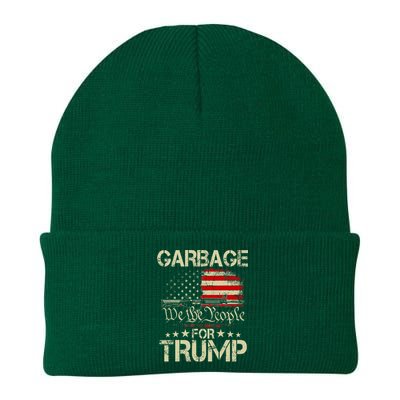 Garbage For Trump 2024 Tees Trump Supporter Us Flag Knit Cap Winter Beanie