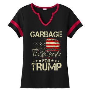 Garbage For Trump 2024 Tees Trump Supporter Us Flag Ladies Halftime Notch Neck Tee