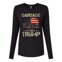 Garbage For Trump 2024 Tees Trump Supporter Us Flag Womens Cotton Relaxed Long Sleeve T-Shirt