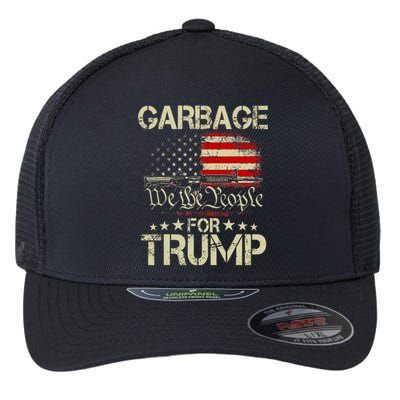 Garbage For Trump 2024 Tees Trump Supporter Us Flag Flexfit Unipanel Trucker Cap