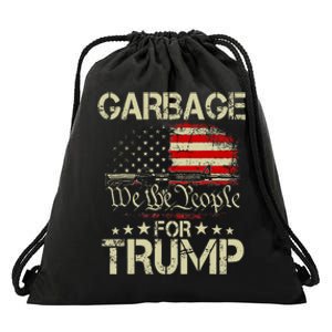 Garbage For Trump 2024 Tees Trump Supporter Us Flag Drawstring Bag