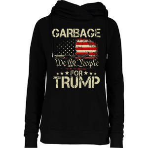 Garbage For Trump 2024 Tees Trump Supporter Us Flag Womens Funnel Neck Pullover Hood