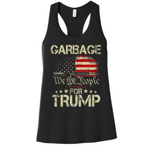 Garbage For Trump 2024 Tees Trump Supporter Us Flag Women's Racerback Tank