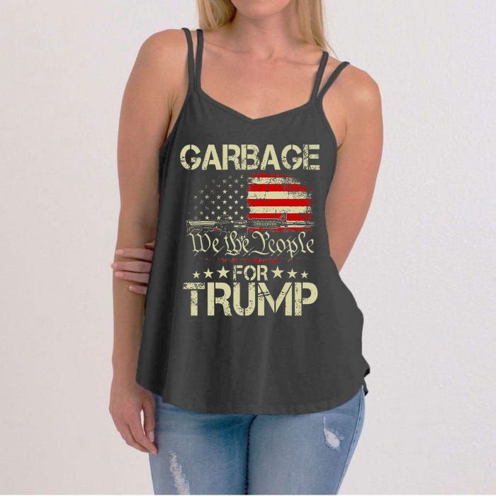 Garbage For Trump 2024 Tees Trump Supporter Us Flag Women's Strappy Tank