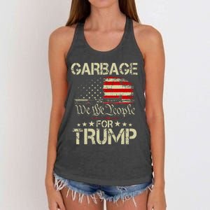 Garbage For Trump 2024 Tees Trump Supporter Us Flag Women's Knotted Racerback Tank