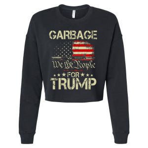 Garbage For Trump 2024 Tees Trump Supporter Us Flag Cropped Pullover Crew