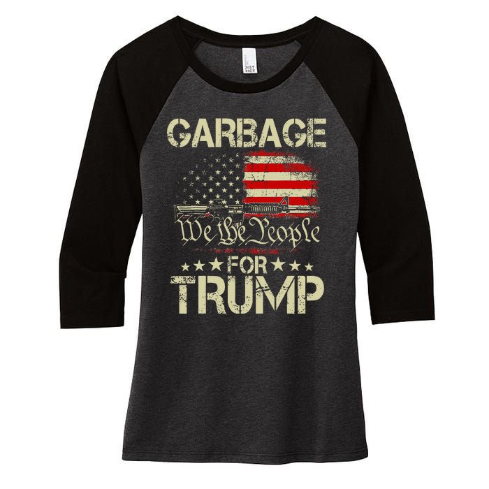 Garbage For Trump 2024 Tees Trump Supporter Us Flag Women's Tri-Blend 3/4-Sleeve Raglan Shirt