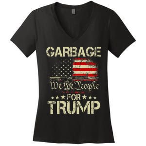 Garbage For Trump 2024 Tees Trump Supporter Us Flag Women's V-Neck T-Shirt