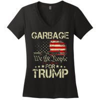 Garbage For Trump 2024 Tees Trump Supporter Us Flag Women's V-Neck T-Shirt