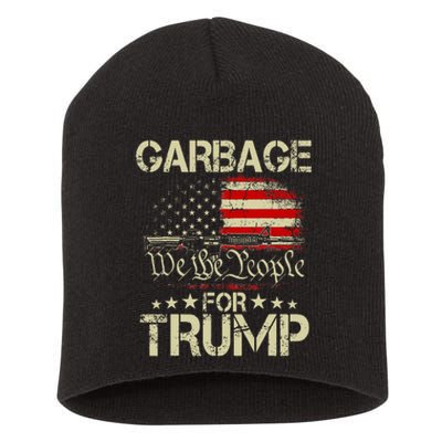 Garbage For Trump 2024 Tees Trump Supporter Us Flag Short Acrylic Beanie