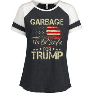 Garbage For Trump 2024 Tees Trump Supporter Us Flag Enza Ladies Jersey Colorblock Tee